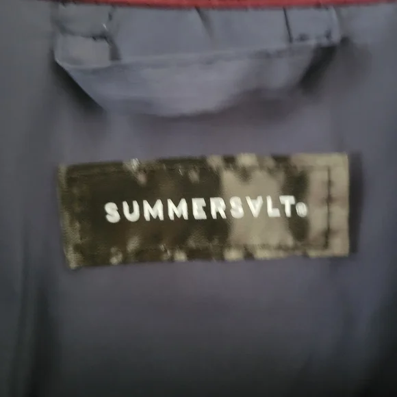 Summersalt Long Colorblock Eco Quilted Coat Midnight & Black Cherry 1XL - Picture 5 of 11